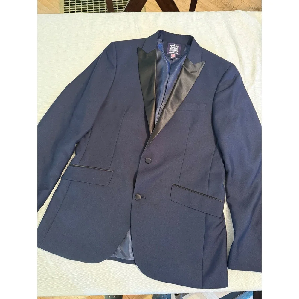 The Savile Row Company Savoy Navy Blue Tuxedo Jacket Satin Peak Lapel 40L Mens